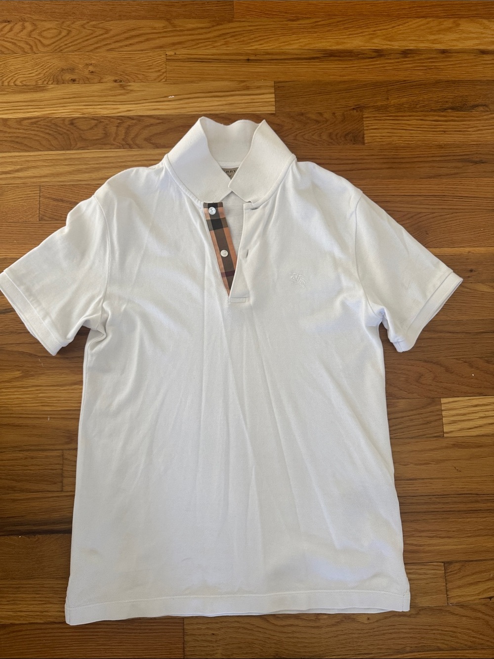 Burberry White Men's Polo Shirt with Check Trim
